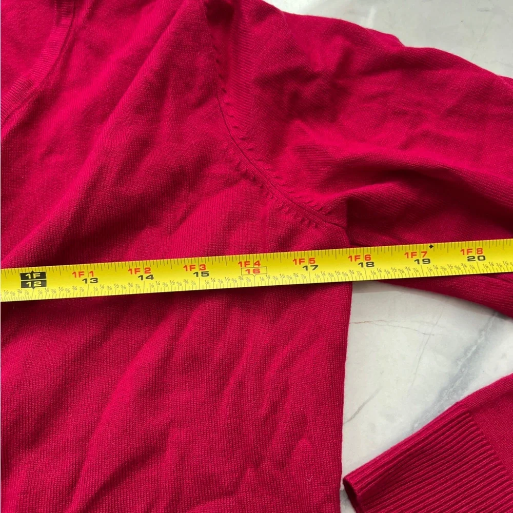 White House Black Market Crimson Hot Bright Pinkish Red Cardigan Medium - Picture 7 of 8